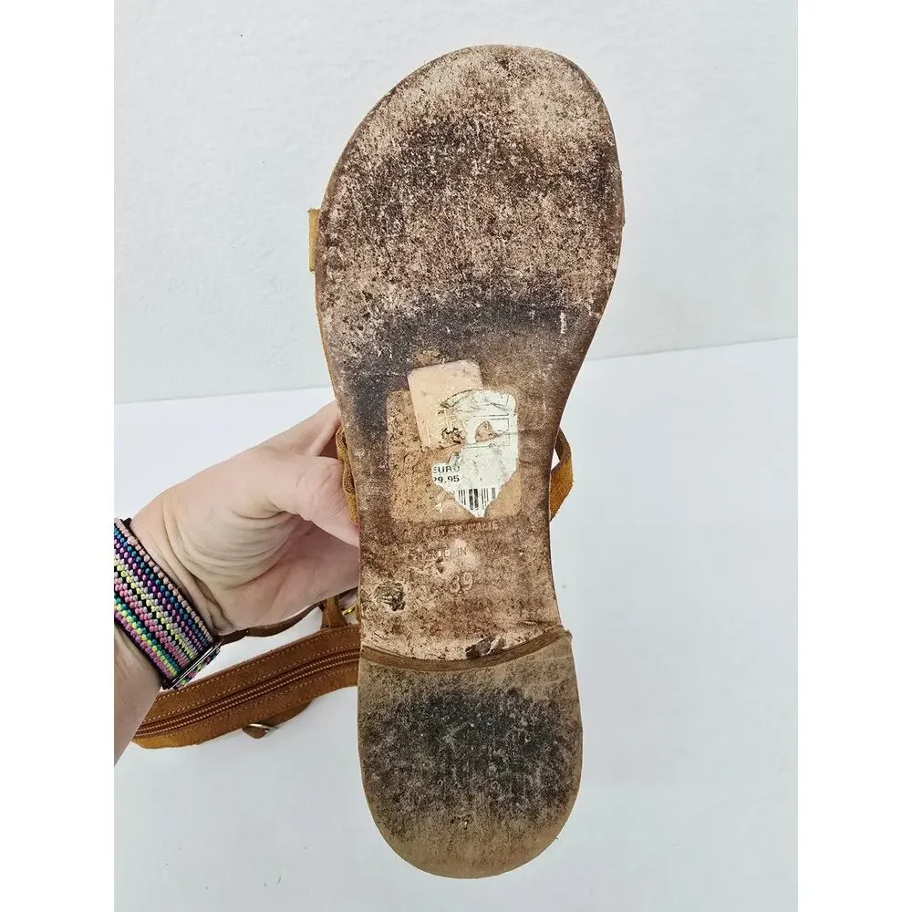 Free People Gladiator Road Trip Tall Sandals Leather Tan EU 39